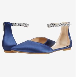 🖤badgley mischka blue jeweled flats size 7.5